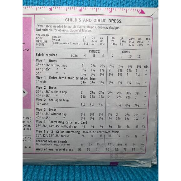 Simplicity 7969 pattern girls dress fit and flare ruffle sleeve 1960s size 6 - Picture 5 of 5